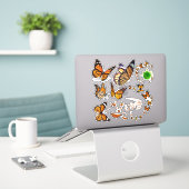 Monarch Butterfly Vlucht en levenscyclus blad Sticker (Laptop op bureau)