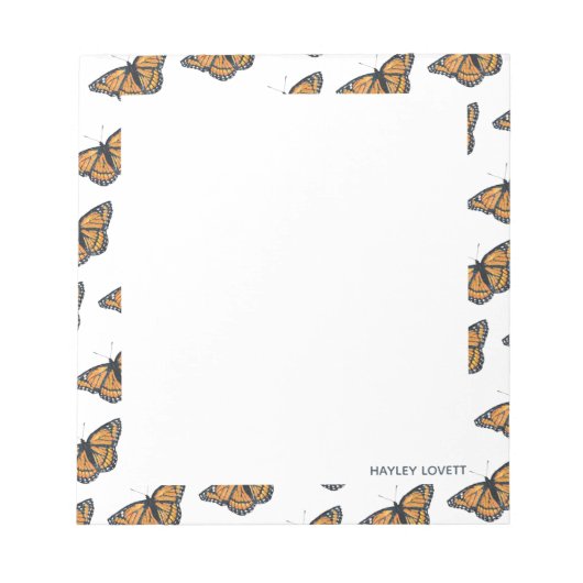 Monarch Butterfly Voeg Jouw naam Notitieblok toe (Voorkant)
