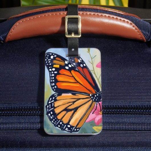 Monarch Butterfly Watercolor Floral Garden Bagagelabel (Voorkant Insitu 2)