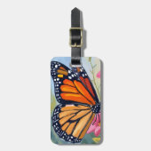 Monarch Butterfly Watercolor Floral Garden Bagagelabel (Voorkant verticaal)