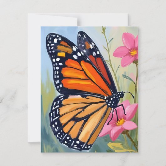 Monarch Butterfly Watercolor Floral Garden Card (Voorkant)