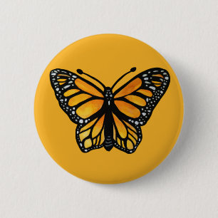 Monarch Butterfly Waterverf Painting Butterflies Ronde Button 5,7 Cm