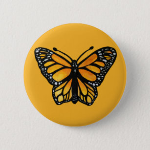 Monarch Butterfly Waterverf Painting Butterflies Ronde Button 5,7 Cm