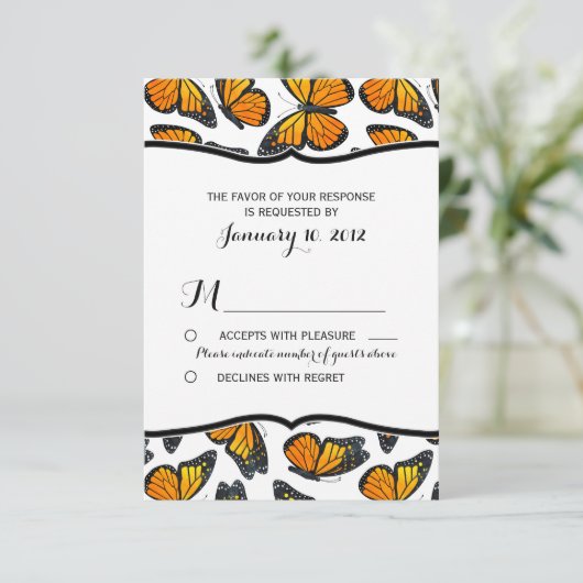 Monarch Butterfly Wedding RSVP (Staand voorkant)