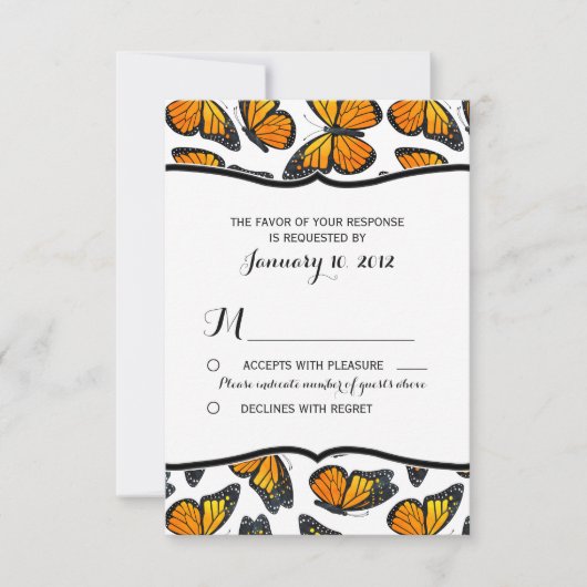 Monarch Butterfly Wedding RSVP Kaartje (Voorkant)