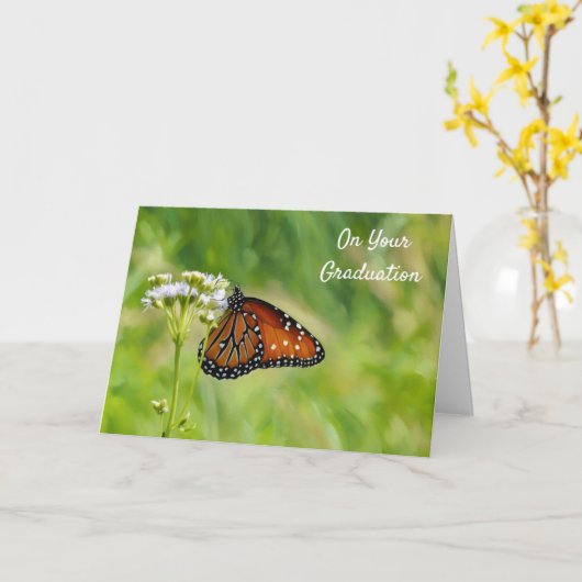 Monarch Butterfly Wildflowers Blessings Afstuderen Kaart (Gele Bloem)