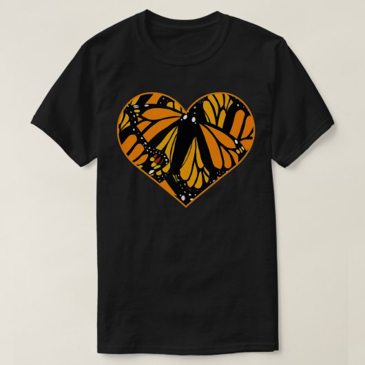 Monarch Butterfly Wing Heart Pattern Cool Natuur  T-shirt (Design voorkant)