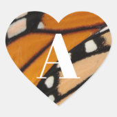 Monarch Butterfly Wing Initial Orange and Black Hart Sticker (Voorkant)