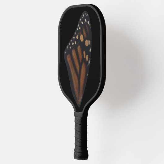 Monarch Butterfly wing on Black Pickleball Paddle (Links)