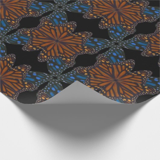 Monarch Butterfly Wing Oranje and Blue Pattern Cadeaupapier (Hoek)