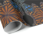 Monarch Butterfly Wing Oranje and Blue Pattern Cadeaupapier (Rol Hoek)