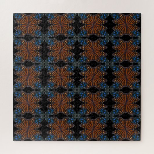Monarch Butterfly Wing Oranje and Blue Pattern Legpuzzel (Horizontaal)