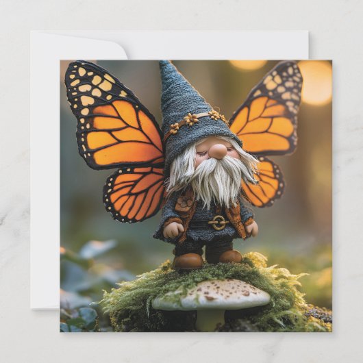 Monarch Butterfly Winged Gnome - Fantasy Creature Feestdagenkaart (Voorkant)