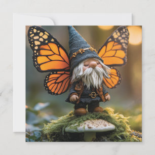 Monarch Butterfly Winged Gnome - Fantasy Creature Feestdagenkaart
