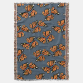 Monarch Butterfly Wings Mosaic on Slate Grey Deken