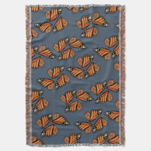 Monarch Butterfly Wings Mosaic on Slate Grey Deken (Voorkant Verticaal)