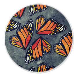 Monarch Butterfly Wings Trio Grey Marbled Keramische Knop