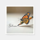 Monarch Butterfly With Believe Text Servet (Voorkant)