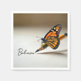 Monarch Butterfly With Believe Text Servet