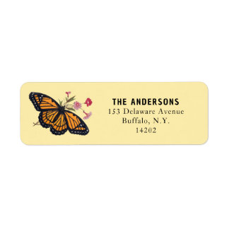 Monarch Butterfly Yellow Retouradres Etiket