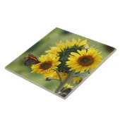 Monarch Butterfly Yellow Sunflower Tile Tegeltje (Zijkant)