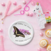 Monarch Butterfly (zwart/geel) op lila Papieren Bordje (Feest)