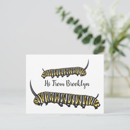 Monarch caterpijler cartoon illustratie briefkaart (Staand voorkant)