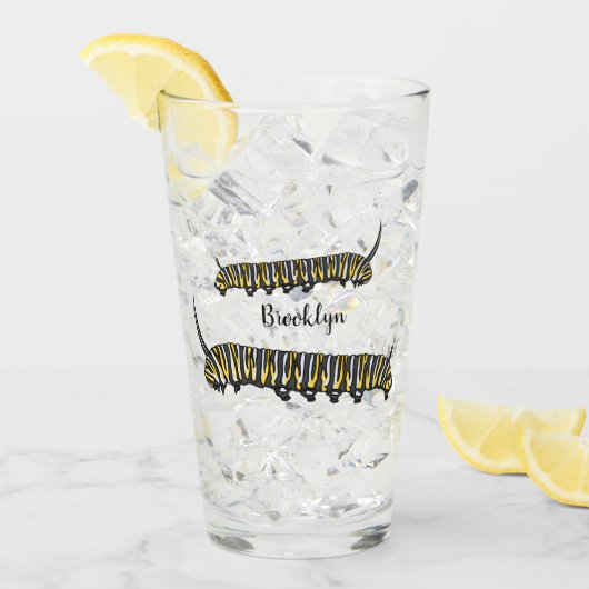 Monarch caterpijler cartoon illustratie glas (Voorkant ijs)