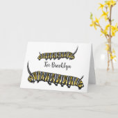 Monarch caterpijler cartoon illustratie kaart (Gele Bloem)