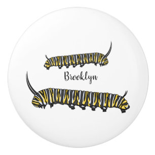 Monarch caterpijler cartoon illustratie keramische knop