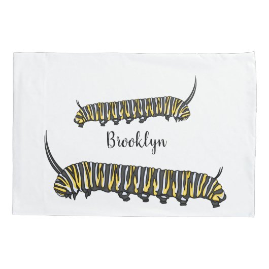 Monarch caterpijler cartoon illustratie kussensloop (Achterkant)