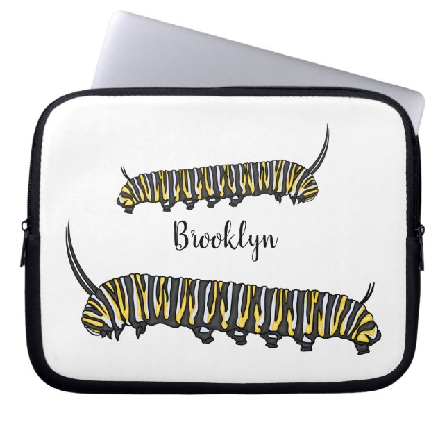 Monarch caterpijler cartoon illustratie laptop sleeve (Voorkant)