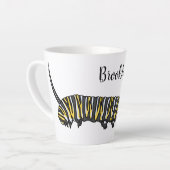 Monarch caterpijler cartoon illustratie latte mok (Linkerhoek)