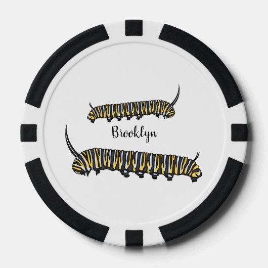 Monarch caterpijler cartoon illustratie poker chips (Voorkant)