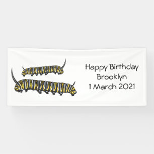 Monarch caterpijler cartoon illustratie spandoek