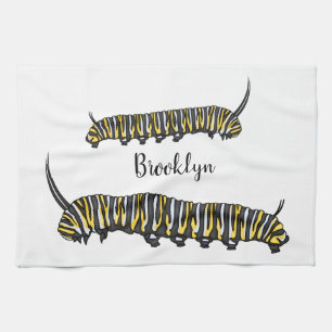 Monarch caterpijler cartoon illustratie theedoek