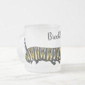 Monarch caterpillar cartoon illustration matglas koffiemok (Voorkant links)