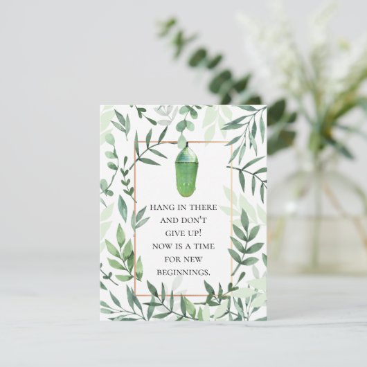 Monarch Chrysalis and Butterfly Hang in Note Kaart (Staand voorkant)