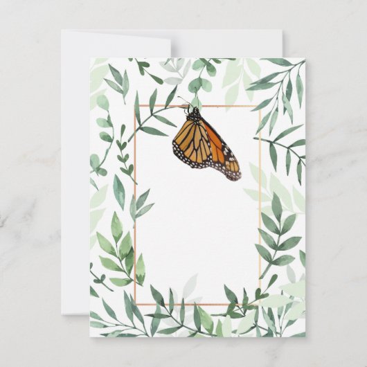 Monarch Chrysalis and Butterfly Hang in Note Kaart (Achterkant)