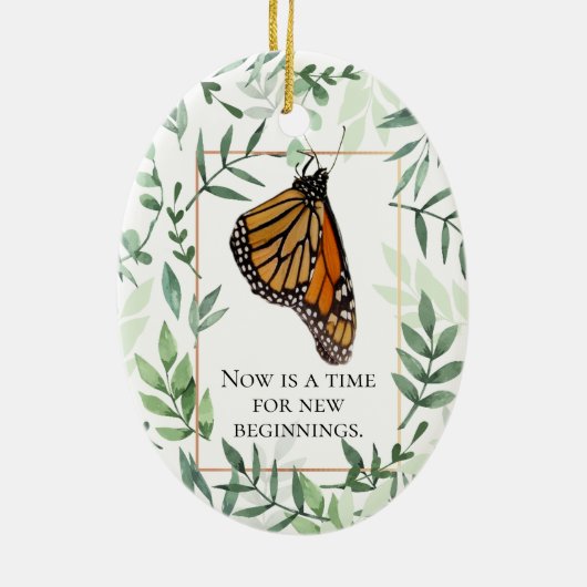 Monarch Chrysalis and Butterfly Keramisch Ornament (Achterkant)