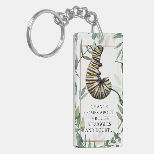 Monarch-driepijler en botervliesbemoedigend sleutelhanger (Voorkant Links)