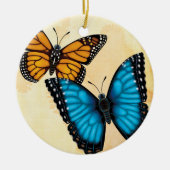 Monarch en Blauwe Morpho Butterfly Ornament (Voorkant)