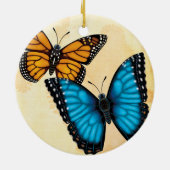Monarch en Blauwe Morpho Butterfly Ornament (Achterkant)