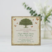 Monarch en eikenboom Rustic Wedding Invitations Kaart (Staand voorkant)