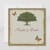 Monarch en eikenboom Rustic Wedding Invitations Kaart (Achterkant)