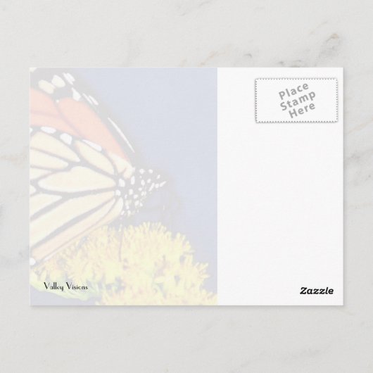 Monarch en gele strijd briefkaart (Achterkant)