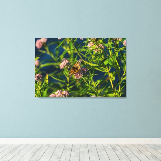 Monarch en molenroos canvas afdruk (Insitu (Houten vloer))