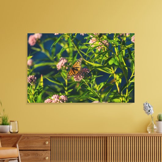 Monarch en molenroos canvas afdruk (Insitu (Woonkamer))