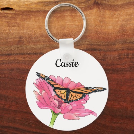 Monarch en Zinnia Sleutelhanger (Voorkant)