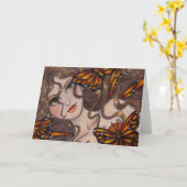 "Monarch Fairy" blanco fantasie wenskaart Kaart (Gele Bloem)